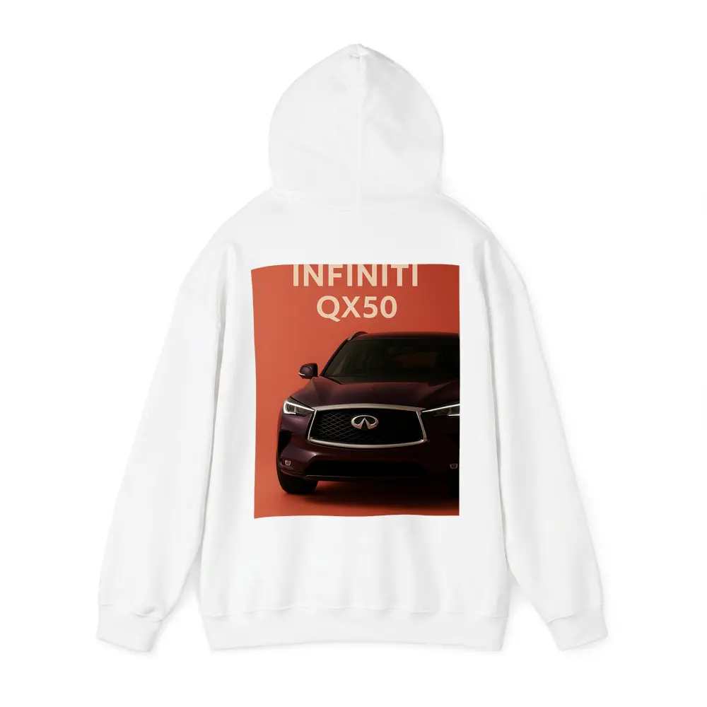 Infiniti QX50 SUV on Red Background – Hoodies