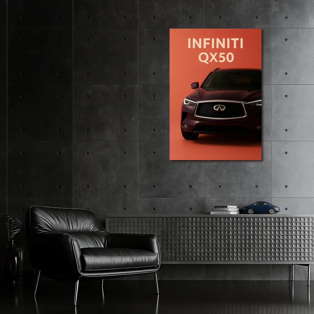 Infiniti QX50 SUV on Red Background – Wall Art