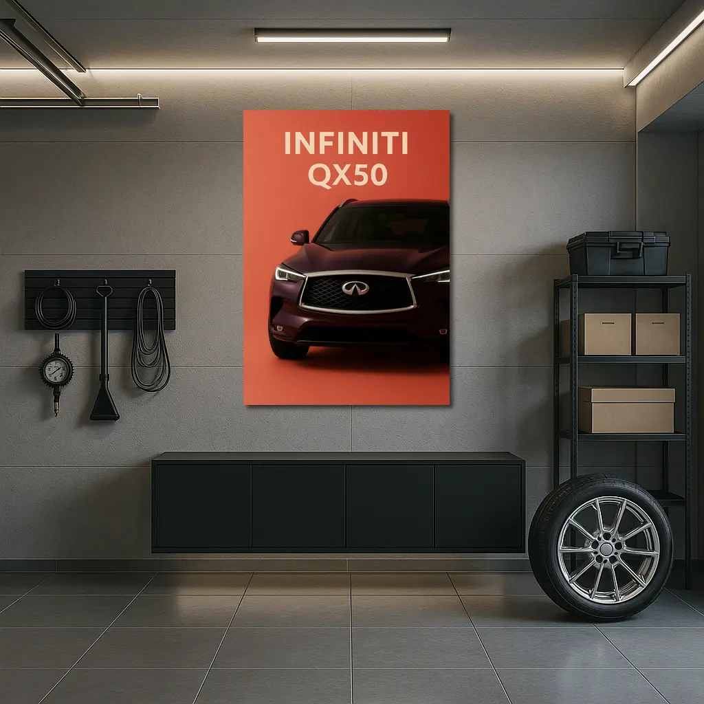 Infiniti QX50 SUV on Red Background – Wall Art