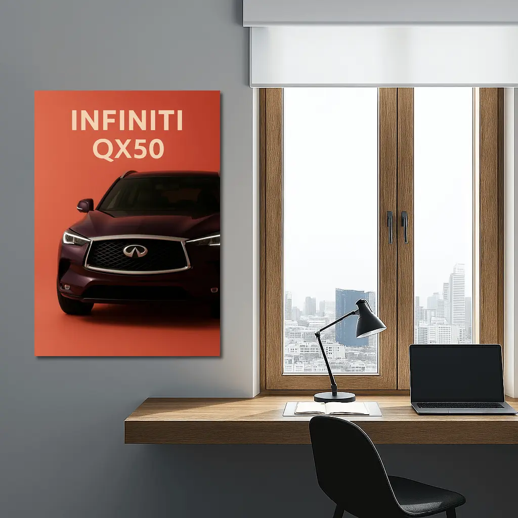 Infiniti QX50 SUV on Red Background – Wall Art