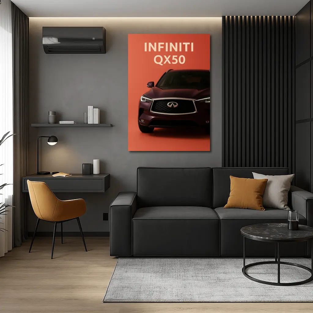 Infiniti QX50 SUV on Red Background – Wall Art