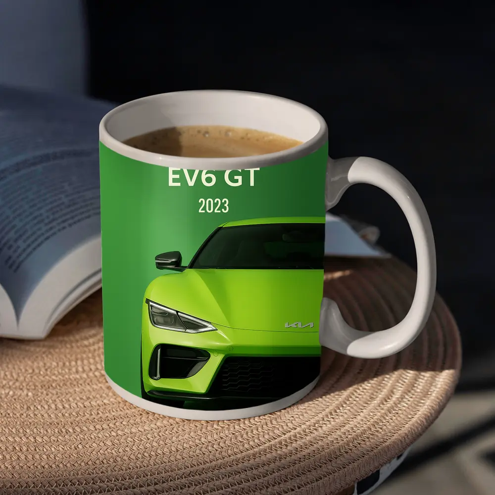 Kia EV6 GT Green Front View Art – Mugs