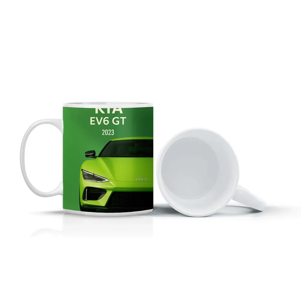 Kia EV6 GT Green Front View Art – Mugs