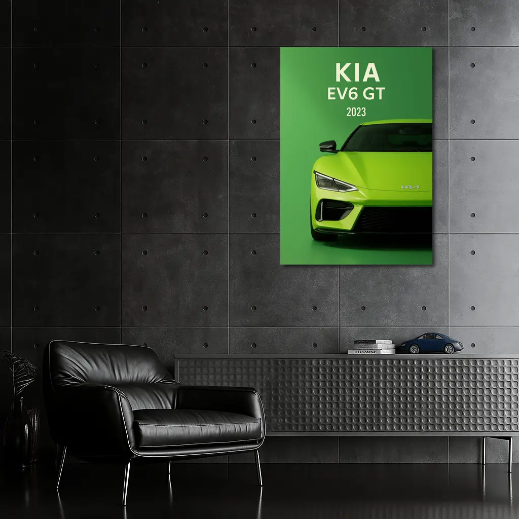 Kia EV6 GT Green Front View Art – Wall Art