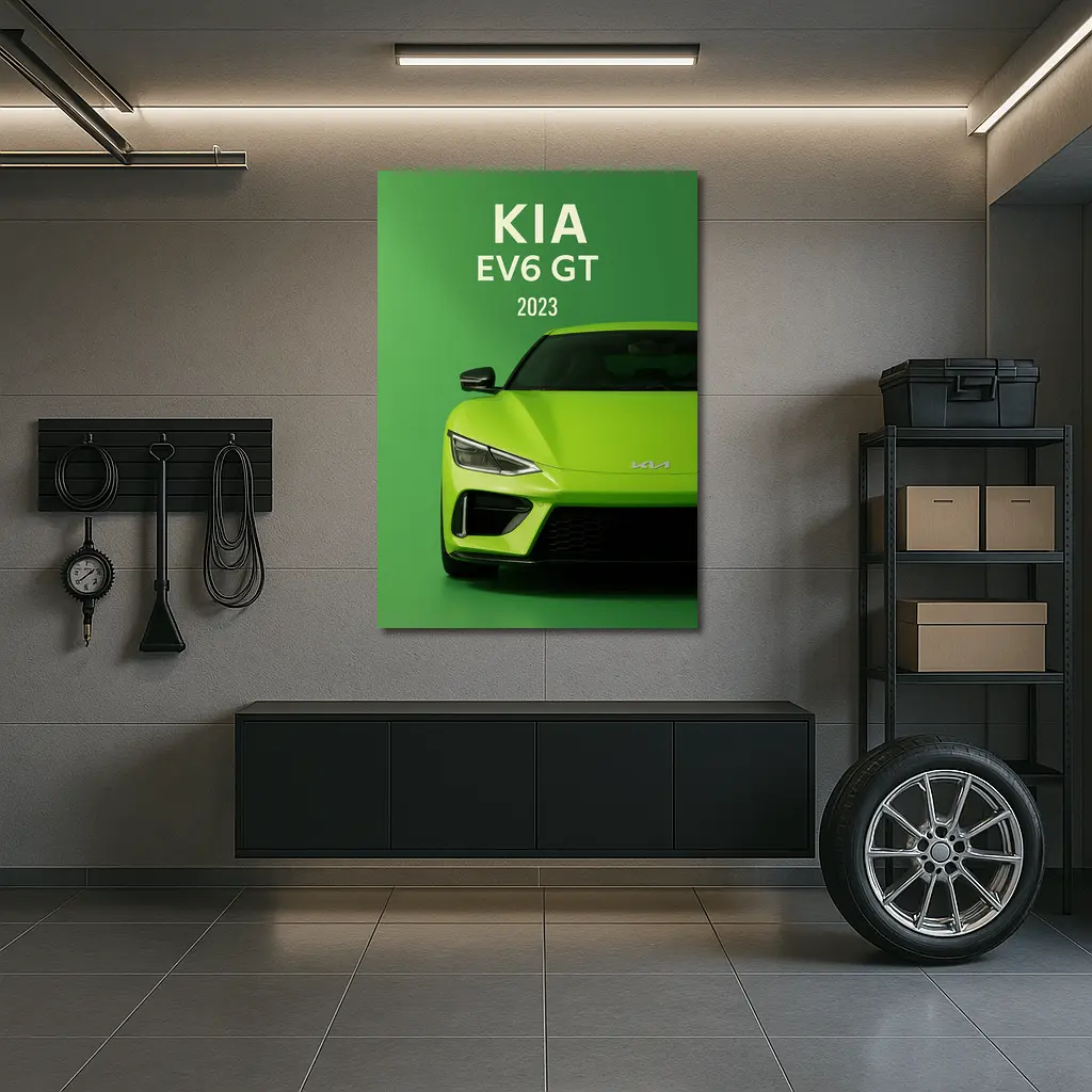 Kia EV6 GT Green Front View Art – Wall Art