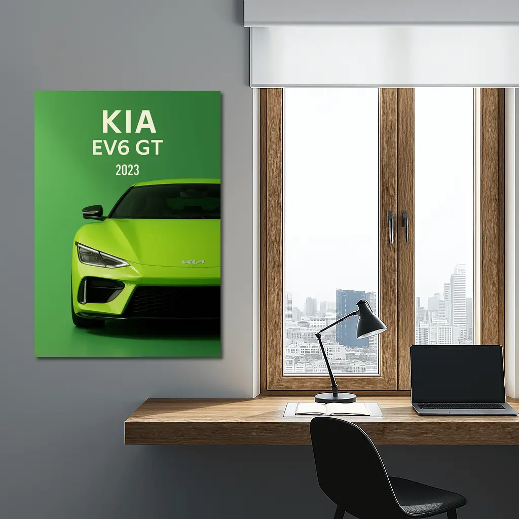 Kia EV6 GT Green Front View Art – Wall Art