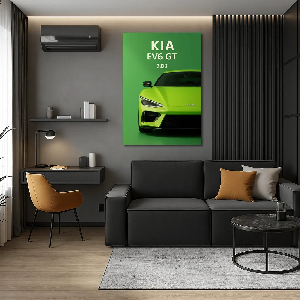 Kia EV6 GT Green Front View Art – Wall Art