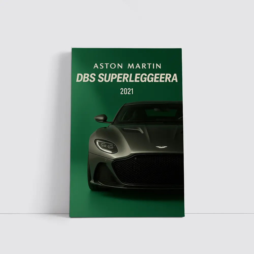 Aston Martin DBS Superleggera Green Background – Wall Art