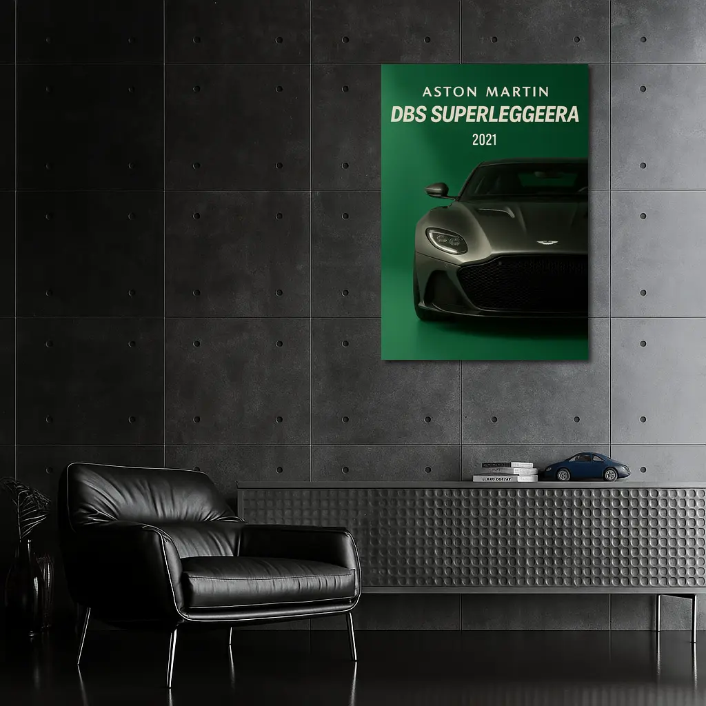 Aston Martin DBS Superleggera Green Background – Wall Art