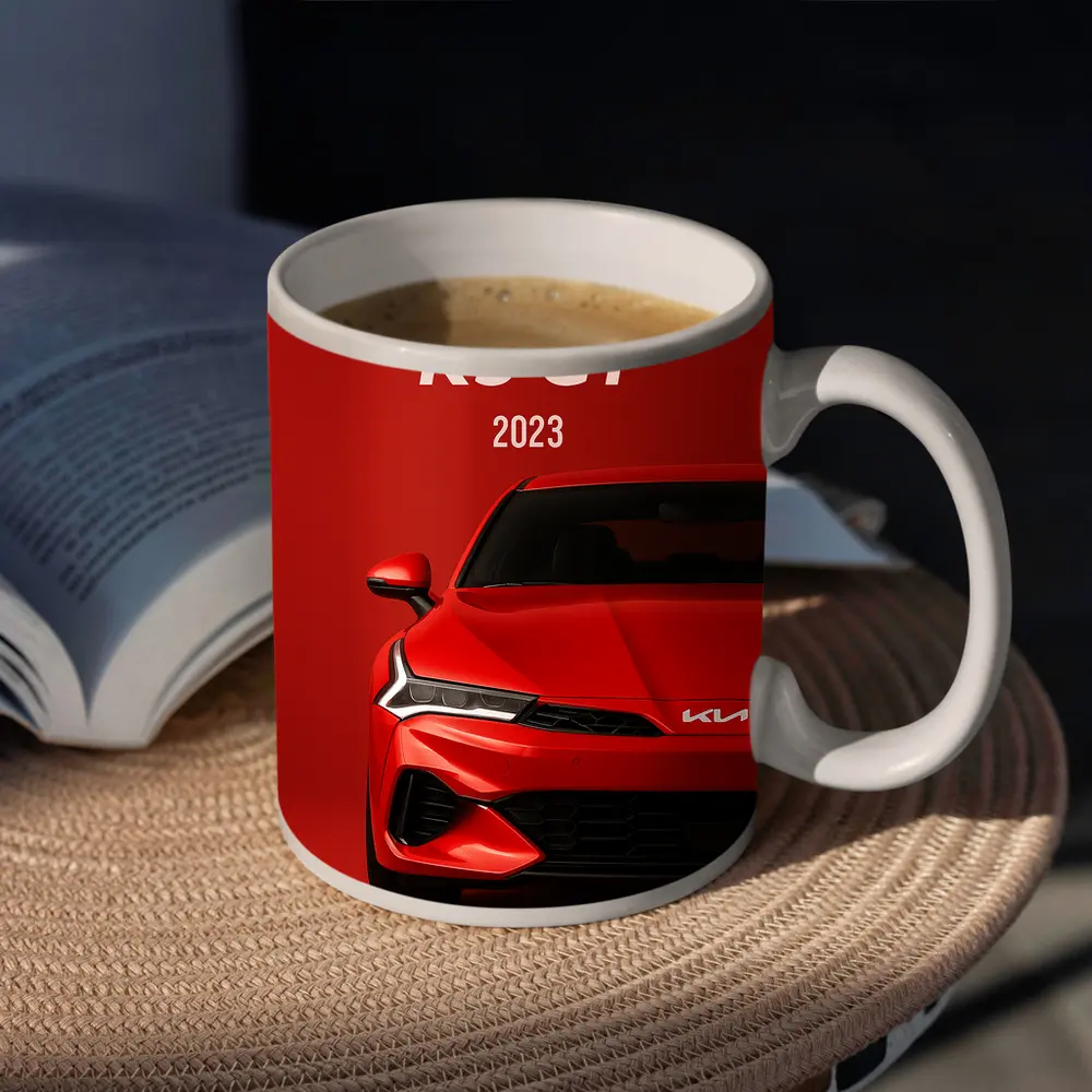 Kia K5 GT 2023 Red Car Front View – Mugs