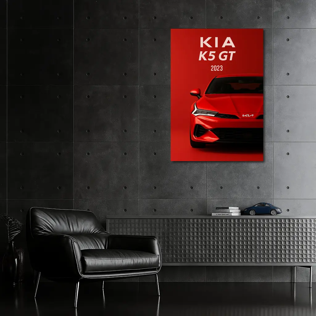 Kia K5 GT 2023 Red Car Front View – Wall Art