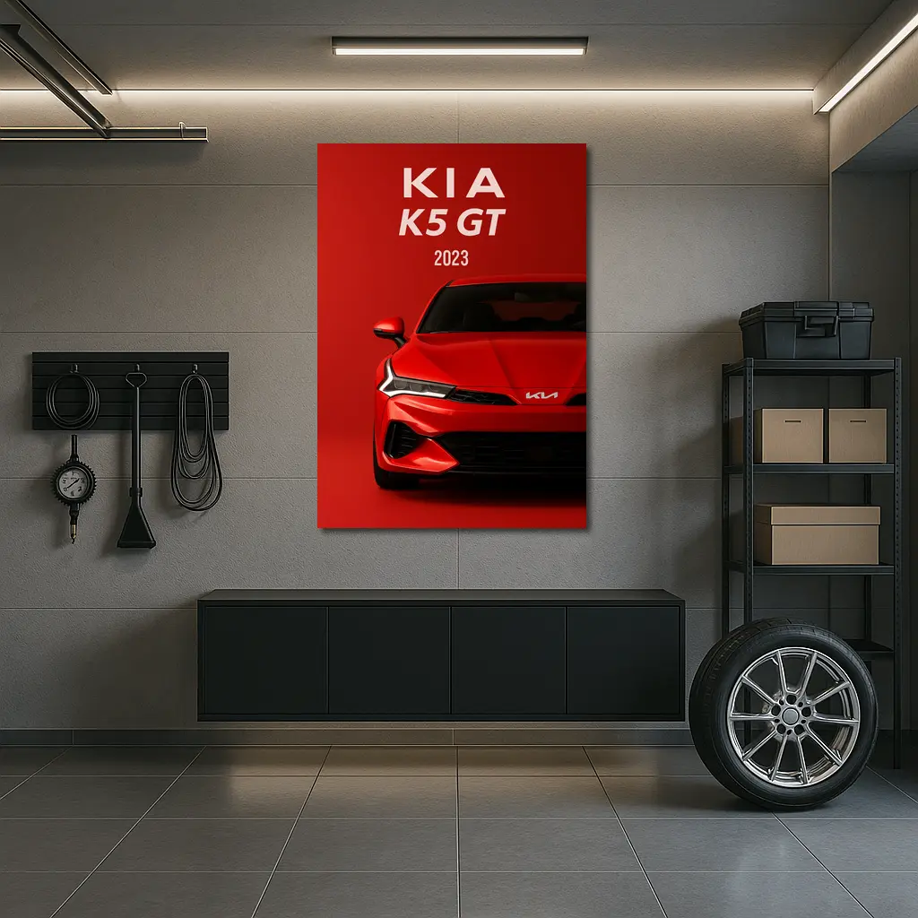 Kia K5 GT 2023 Red Car Front View – Wall Art