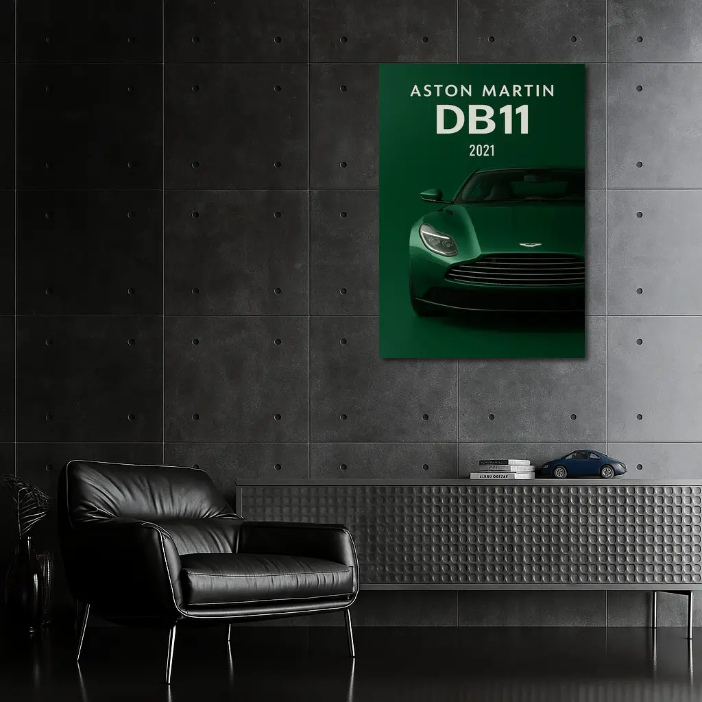 Aston Martin DB11 Green Dark Background – Wall Art