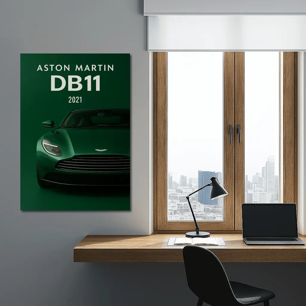 Aston Martin DB11 Green Dark Background – Wall Art
