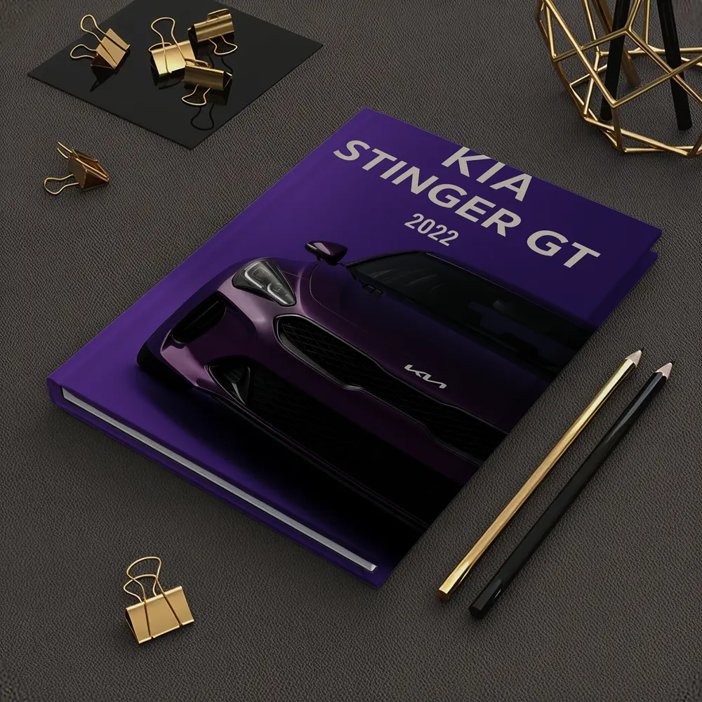 Kia Stinger GT Purple Background Car Art – Notebooks