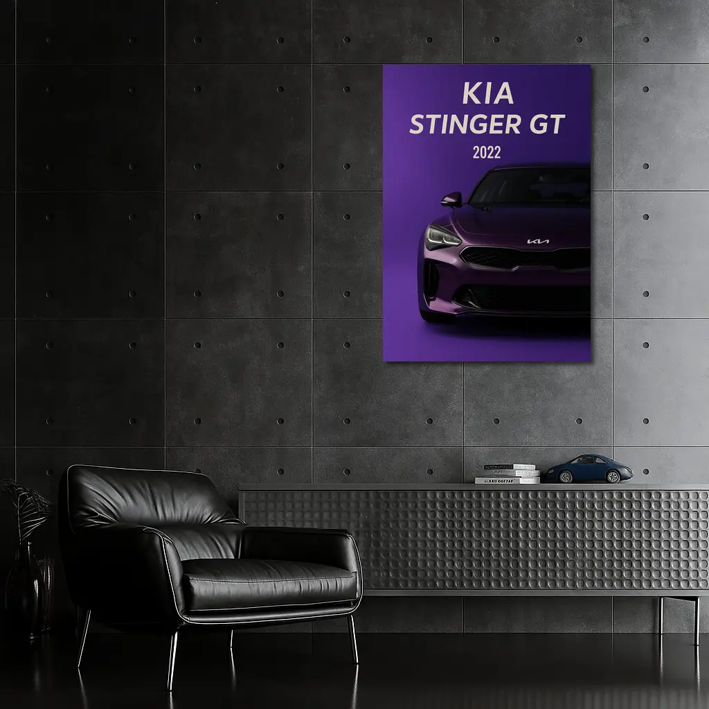 Kia Stinger GT Purple Background Car Art – Wall Art