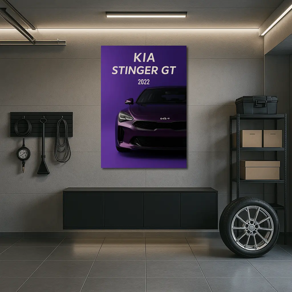 Kia Stinger GT Purple Background Car Art – Wall Art