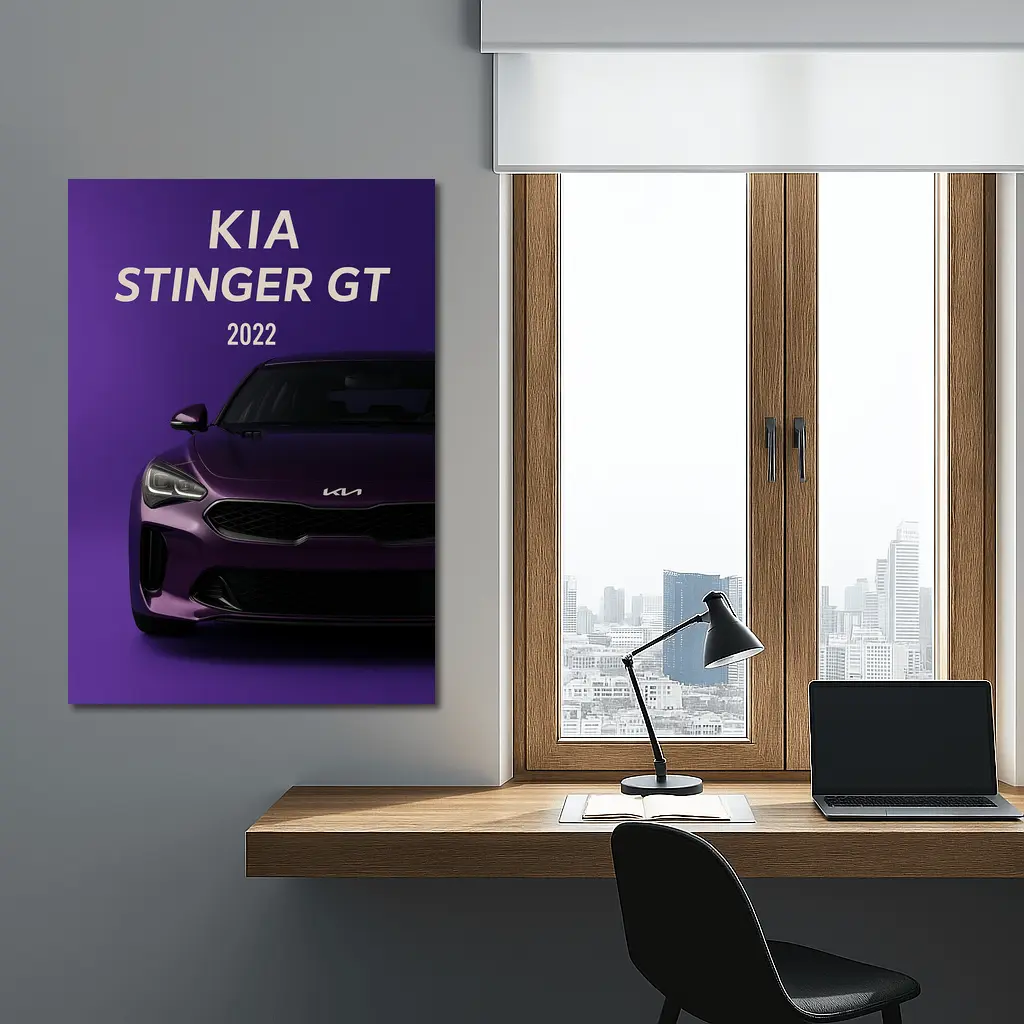 Kia Stinger GT Purple Background Car Art – Wall Art