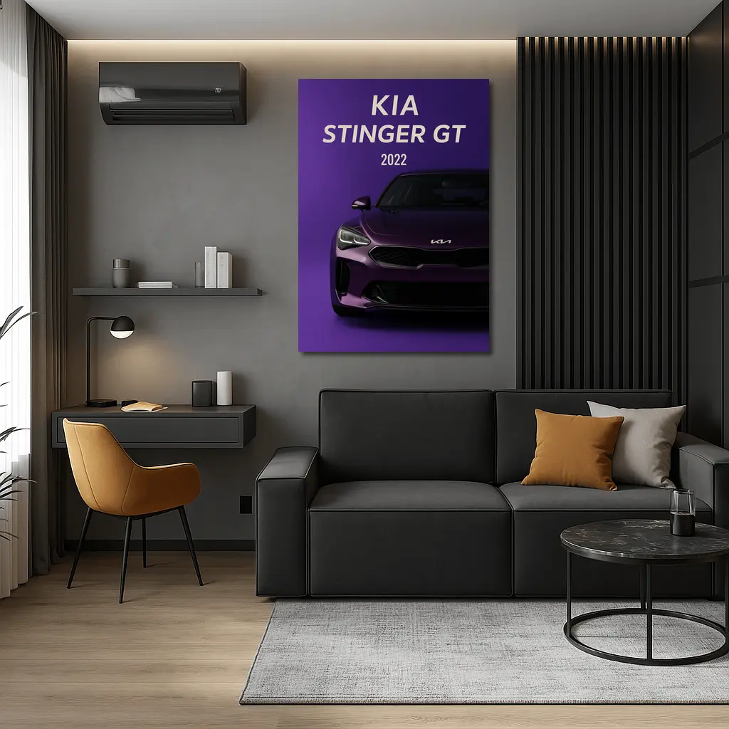 Kia Stinger GT Purple Background Car Art – Wall Art