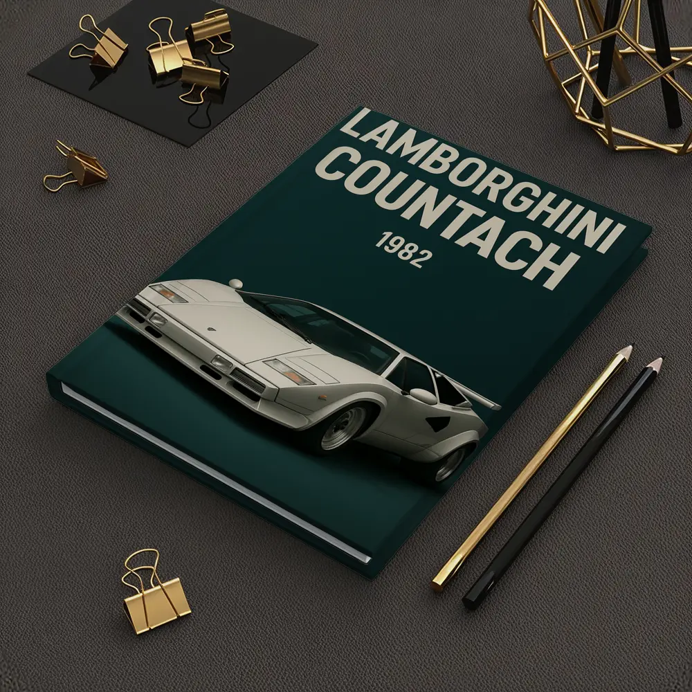 Lamborghini Countach 1982 Dark Green Background – Notebooks