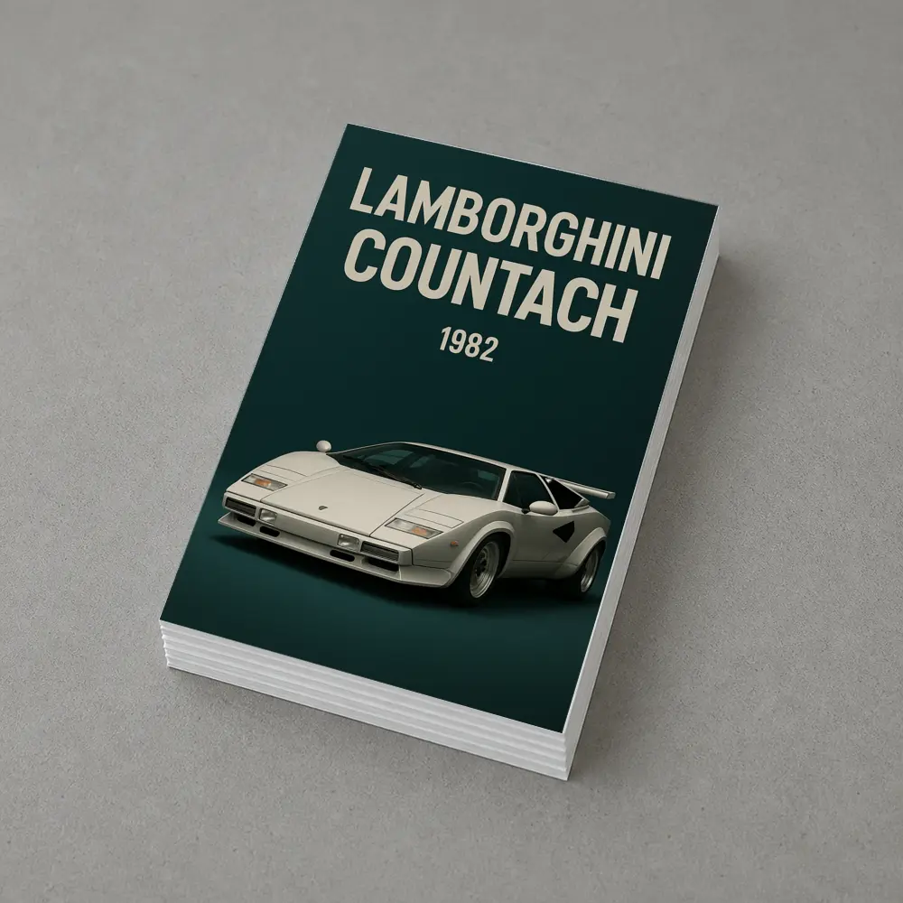 Lamborghini Countach 1982 Dark Green Background – Postcards