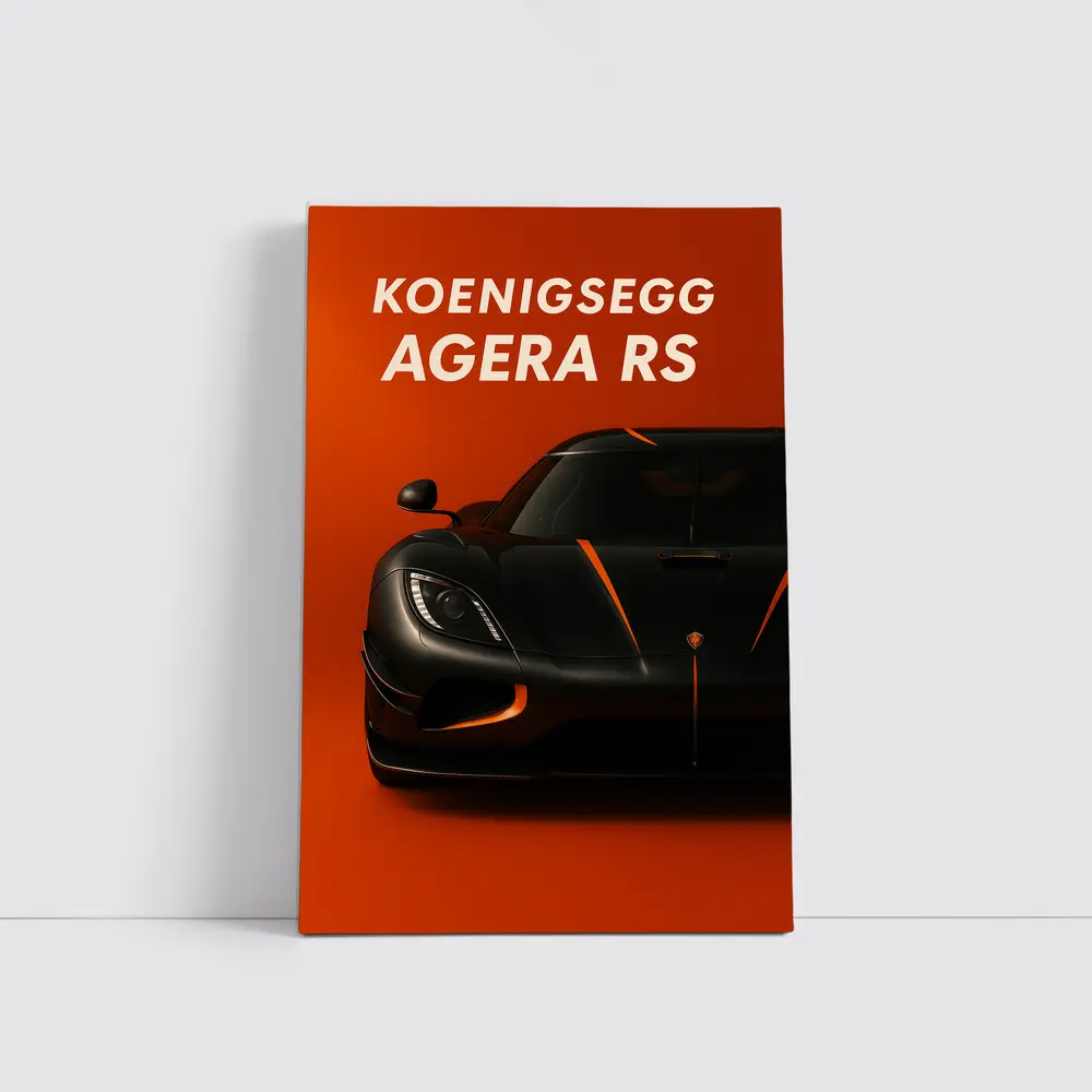 Koenigsegg Agera RS Black Orange Background – Wall Art