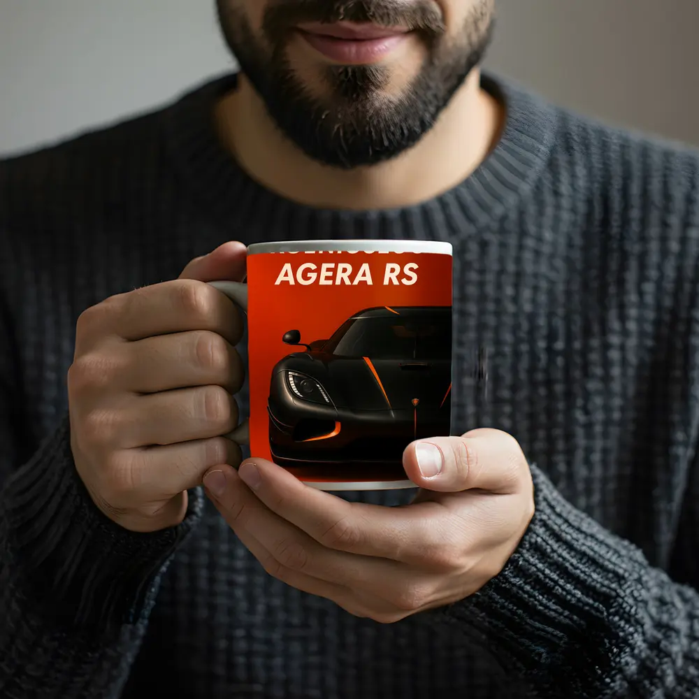 Koenigsegg Agera RS Black Orange Background – Mugs