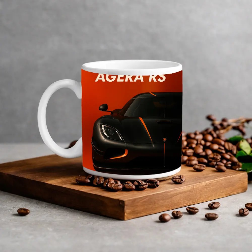 Koenigsegg Agera RS Black Orange Background – Mugs