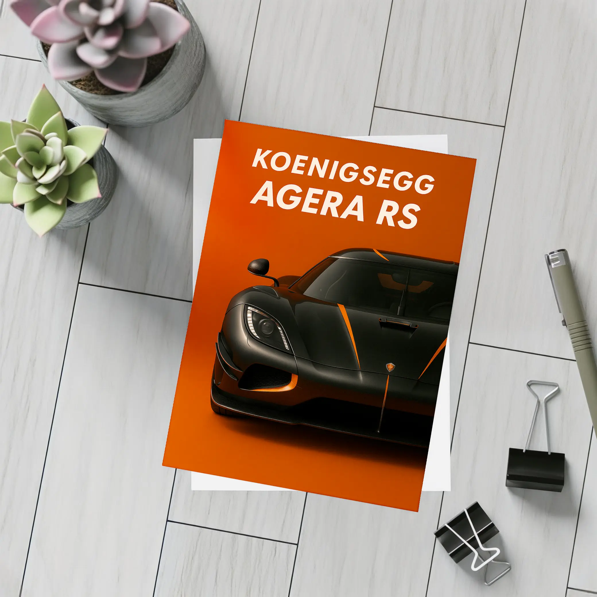 Koenigsegg Agera RS Black Orange Background – Postcards