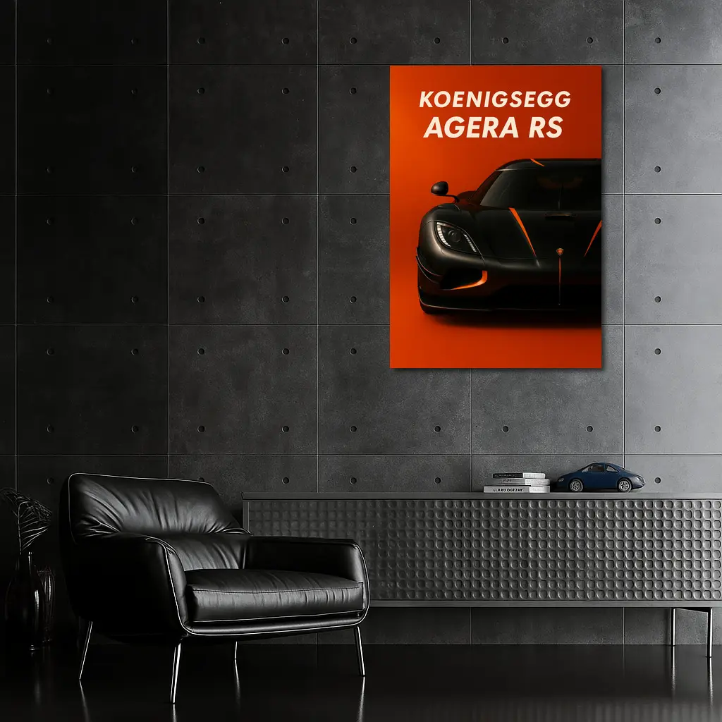 Koenigsegg Agera RS Black Orange Background – Wall Art