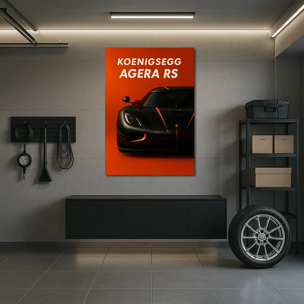 Koenigsegg Agera RS Black Orange Background – Wall Art