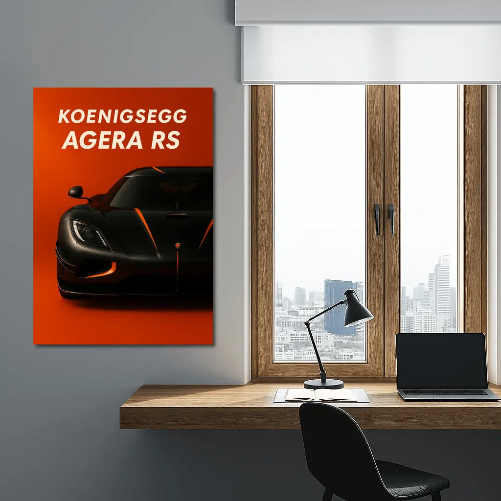 Koenigsegg Agera RS Black Orange Background – Wall Art