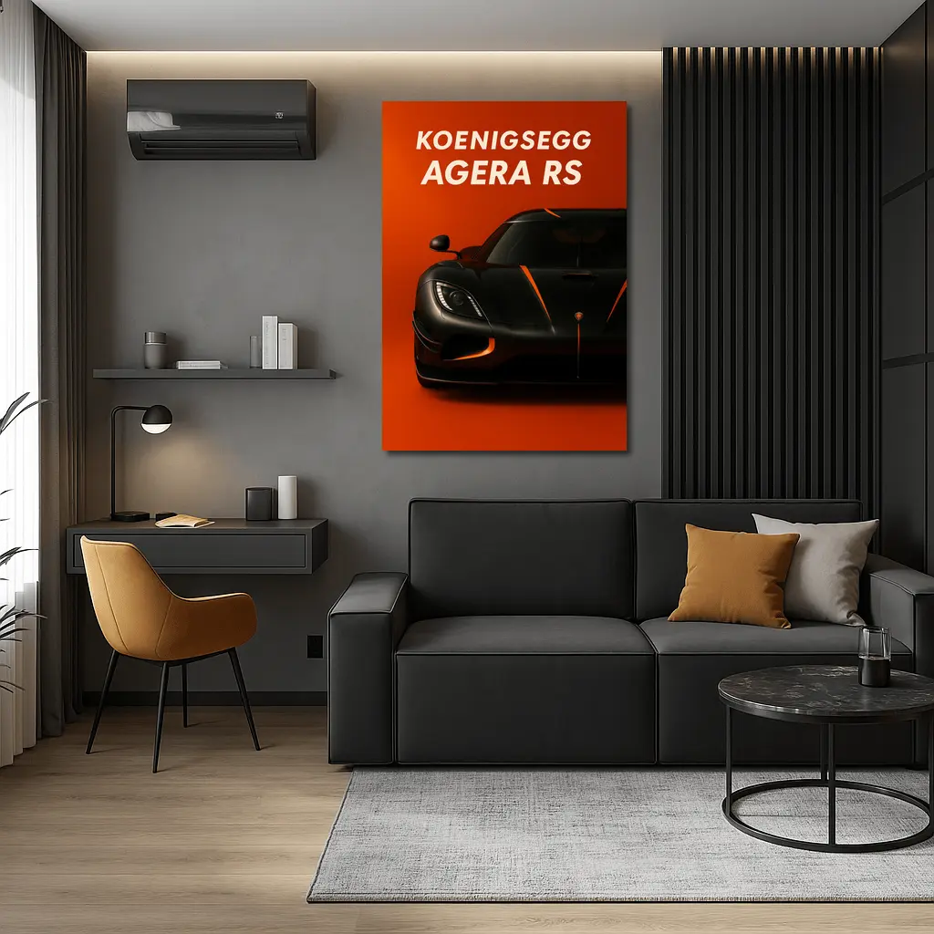 Koenigsegg Agera RS Black Orange Background – Wall Art