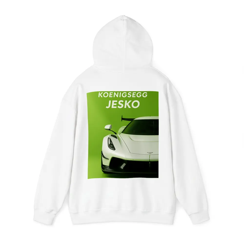 Koenigsegg Jesko White Supercar Green Background – Hoodies