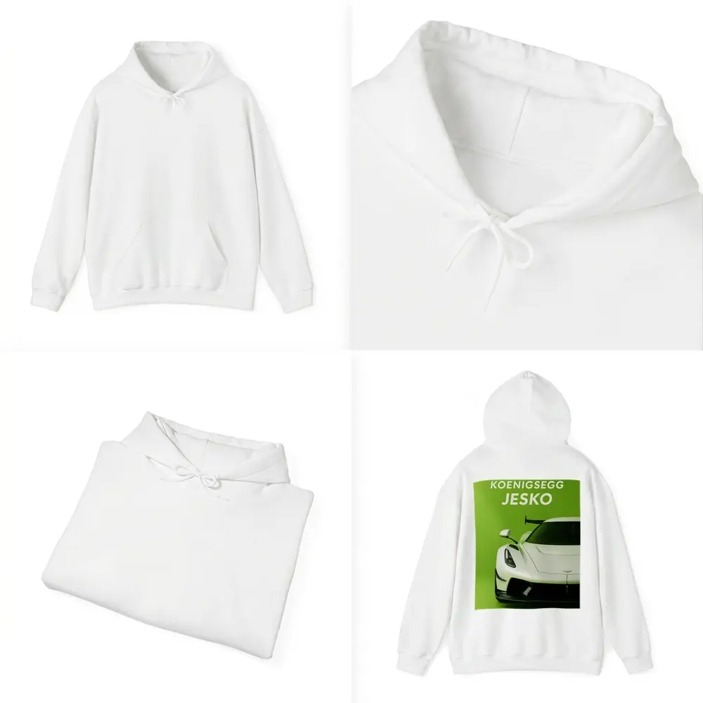 Koenigsegg Jesko White Supercar Green Background – Hoodies