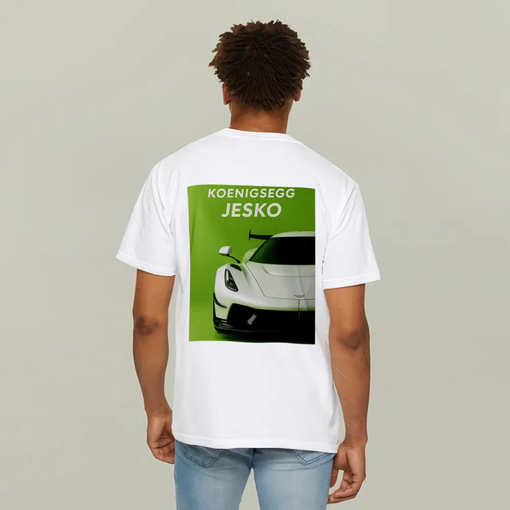 Koenigsegg Jesko White Supercar Green Background – T-Shirts