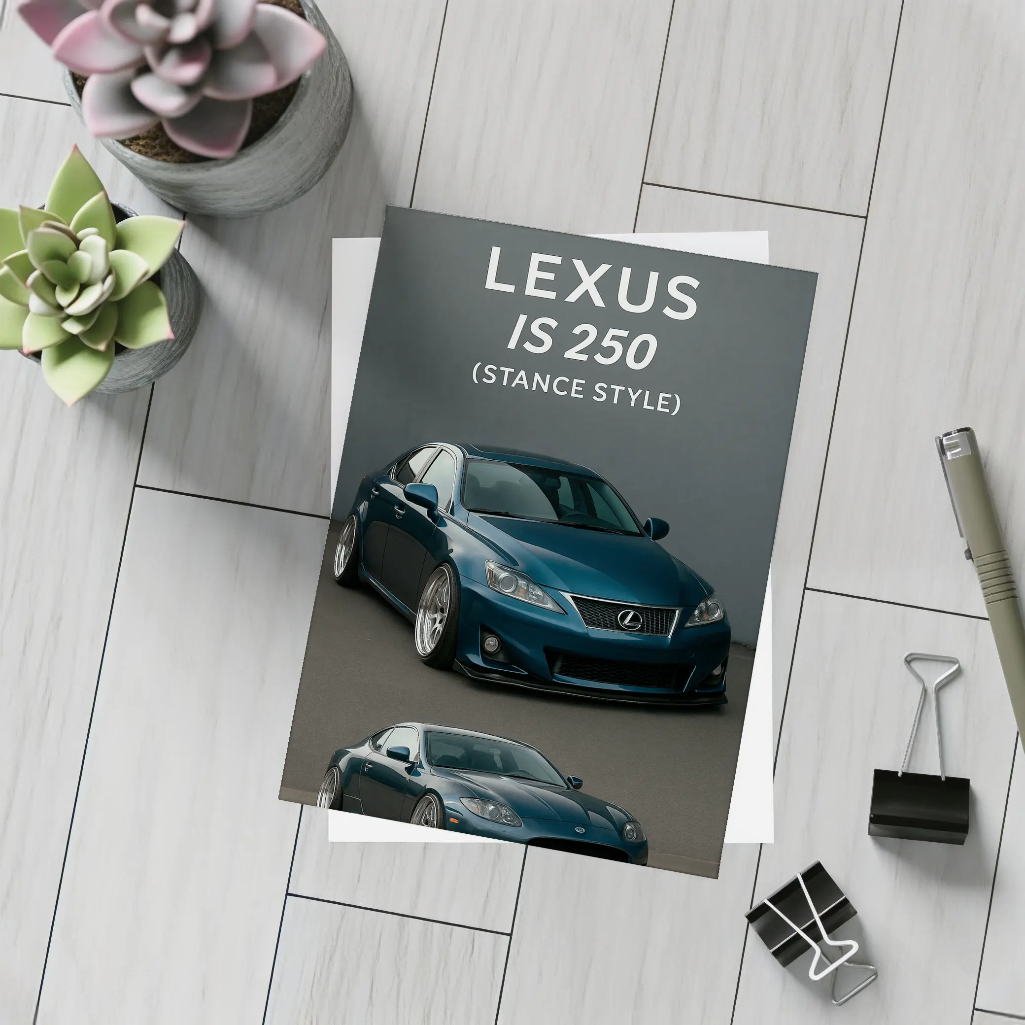 Lexus IS 250 Stance Style Blue Cars – Postcards