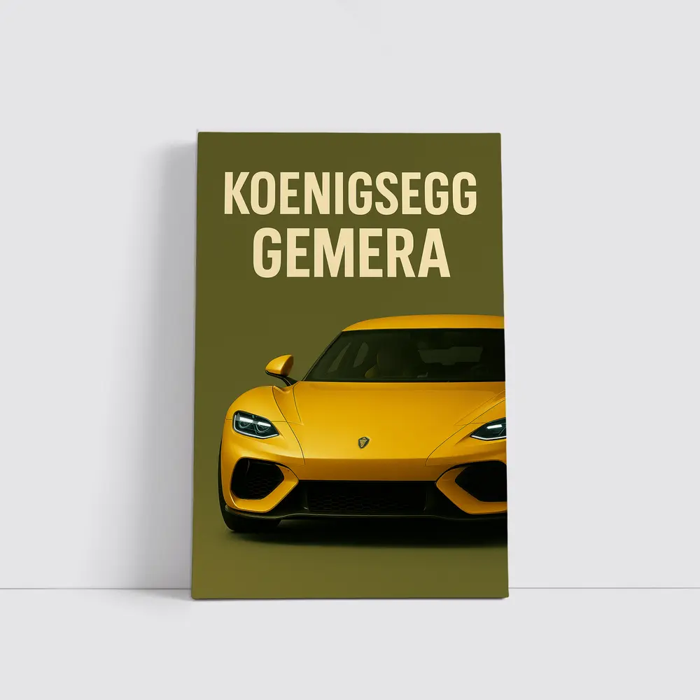 Koenigsegg Gemera Yellow Supercar Front View – Wall Art