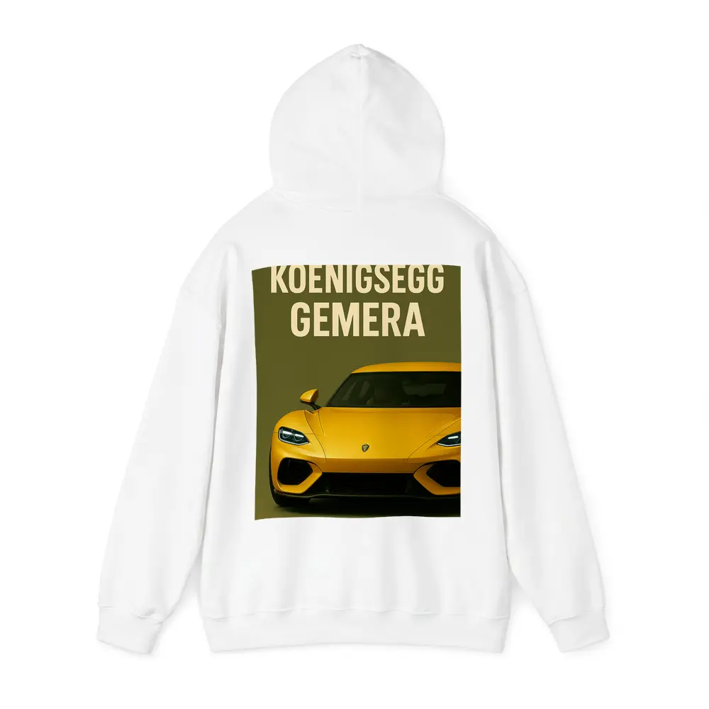 Koenigsegg Gemera Yellow Supercar Front View – Hoodies