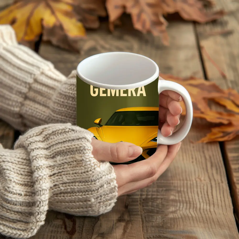 Koenigsegg Gemera Yellow Supercar Front View – Mugs