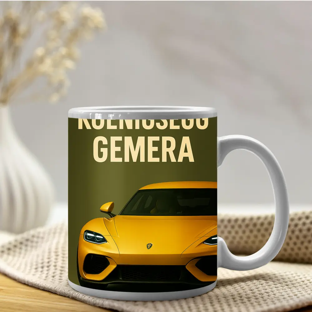 Koenigsegg Gemera Yellow Supercar Front View – Mugs