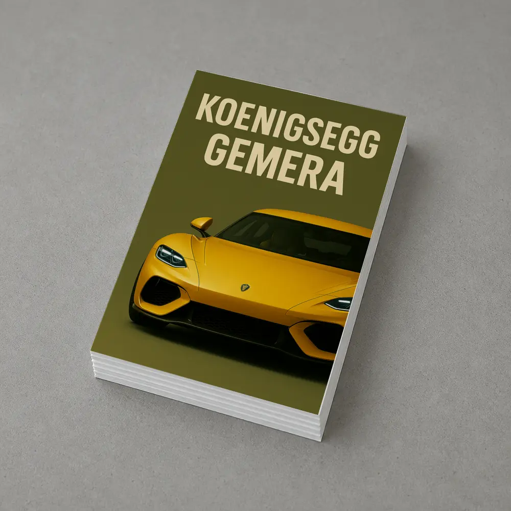 Koenigsegg Gemera Yellow Supercar Front View – Postcards