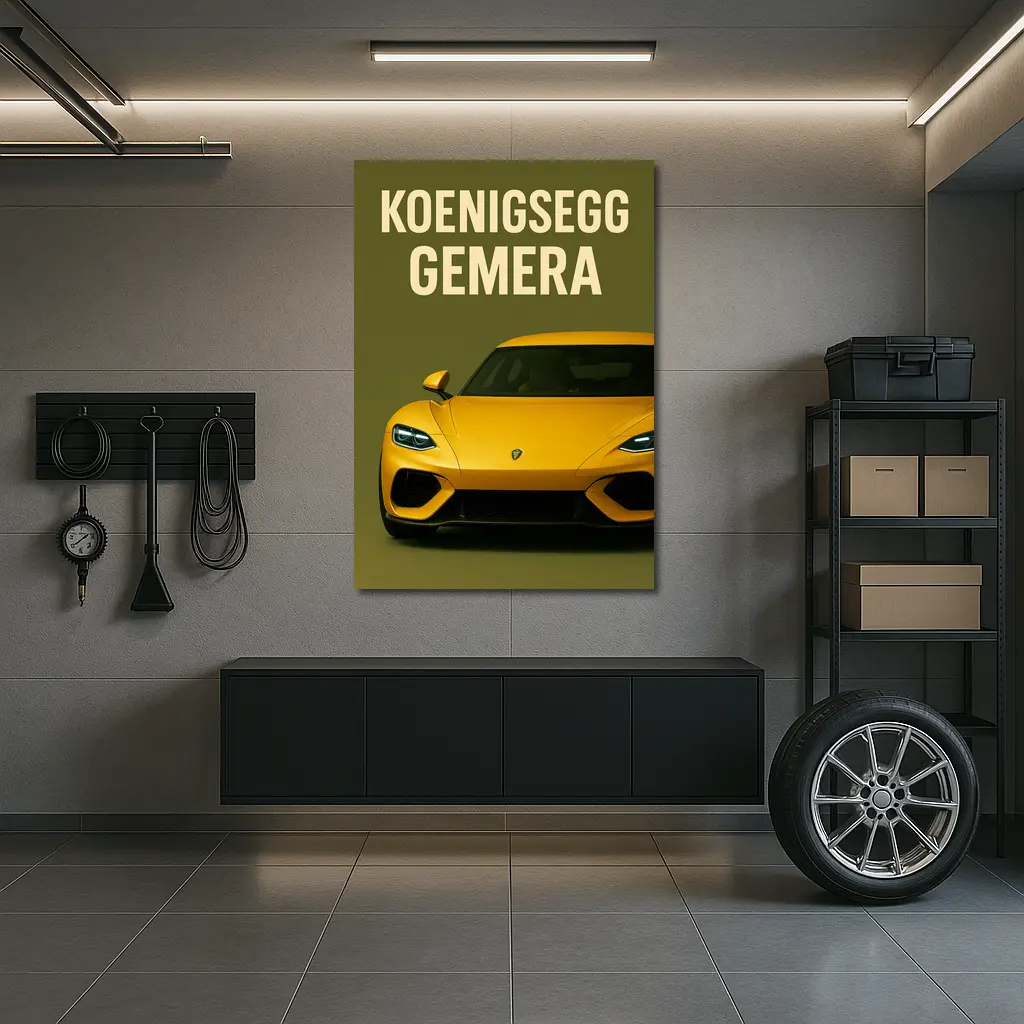Koenigsegg Gemera Yellow Supercar Front View – Wall Art