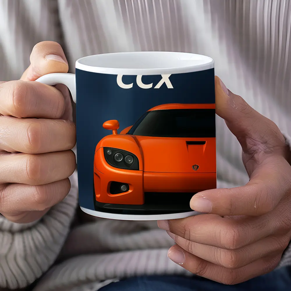 Koenigsegg CCX Orange Supercar Dark Background – Mugs