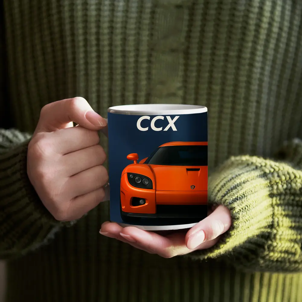 Koenigsegg CCX Orange Supercar Dark Background – Mugs