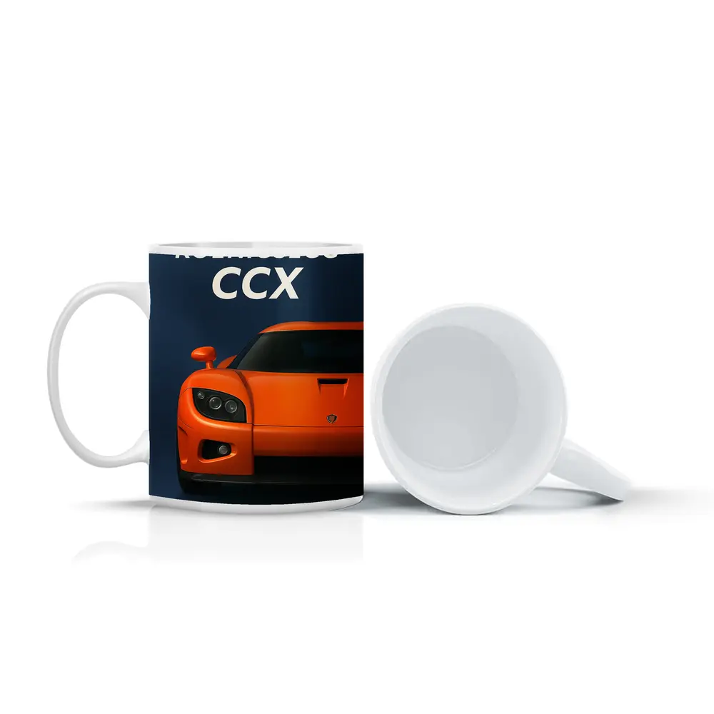 Koenigsegg CCX Orange Supercar Dark Background – Mugs