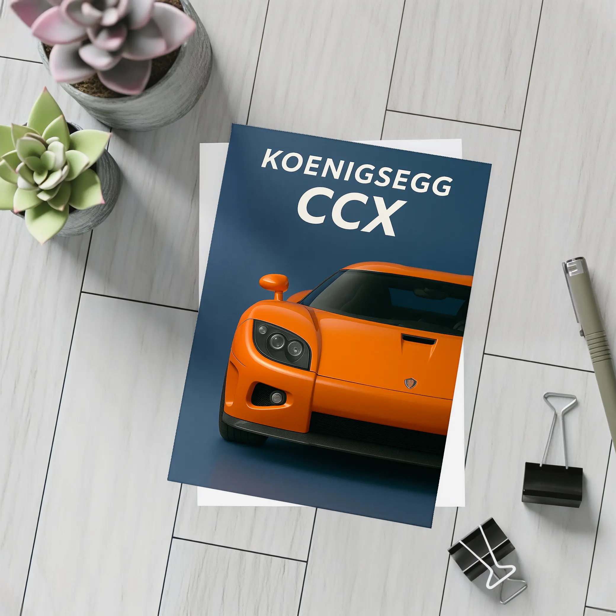 Koenigsegg CCX Orange Supercar Dark Background – Postcards