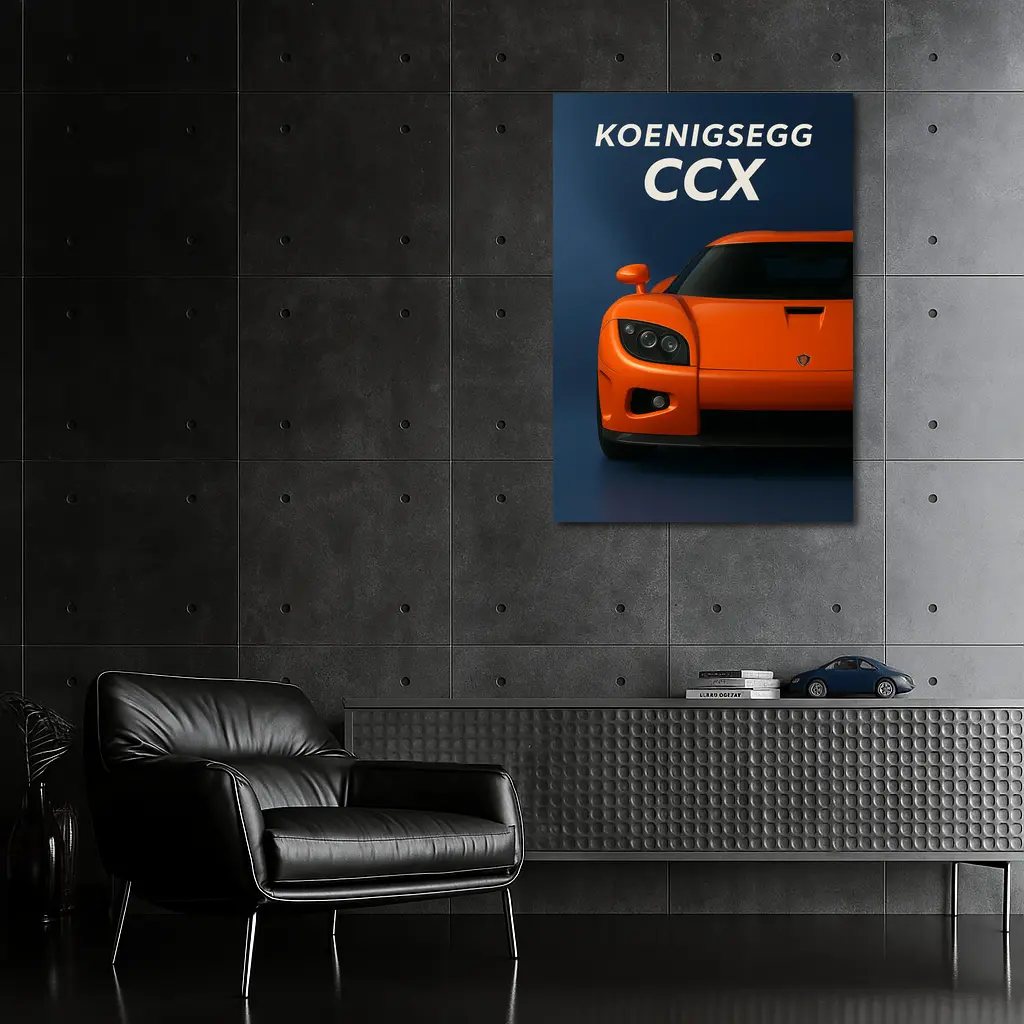 Koenigsegg CCX Orange Supercar Dark Background – Wall Art