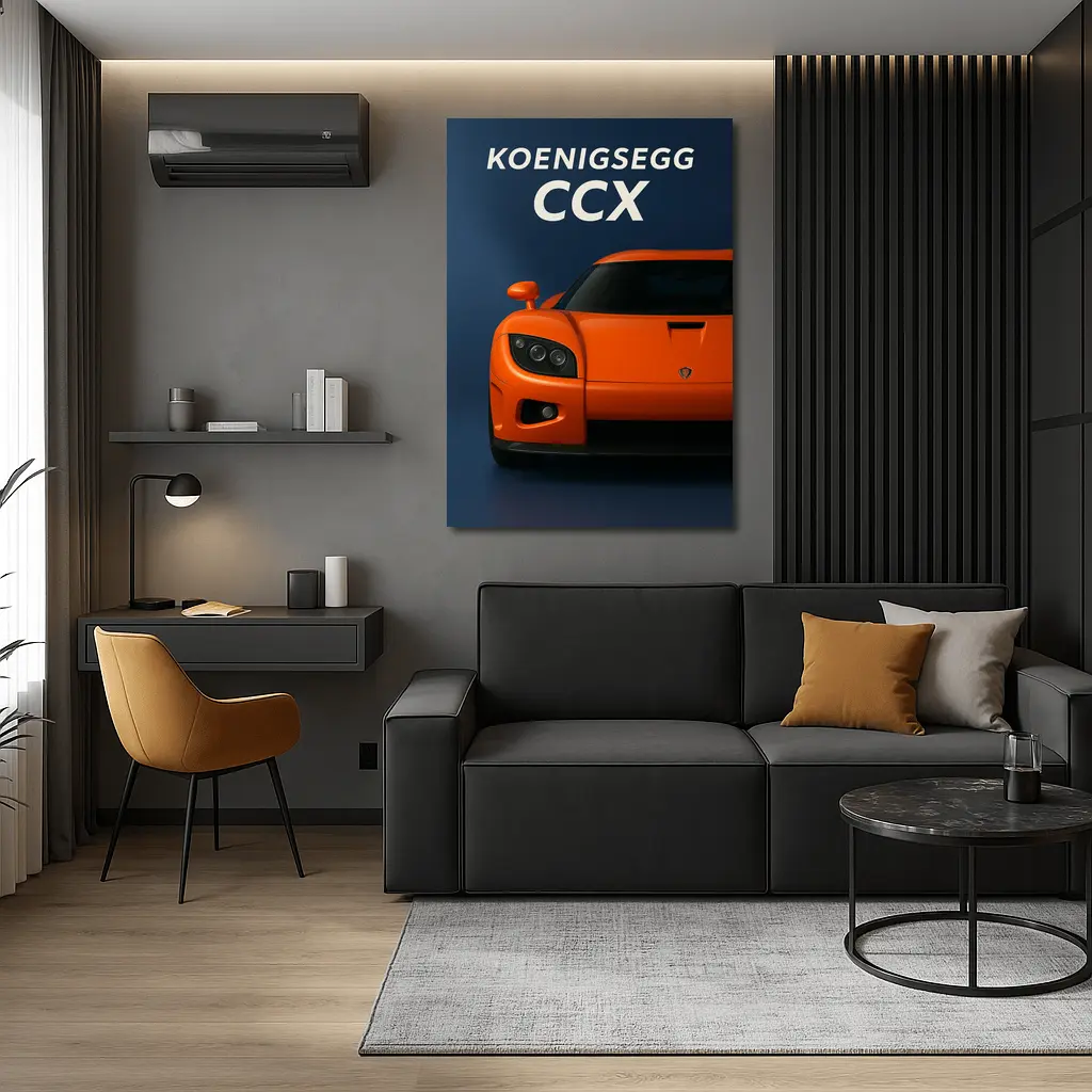 Koenigsegg CCX Orange Supercar Dark Background – Wall Art