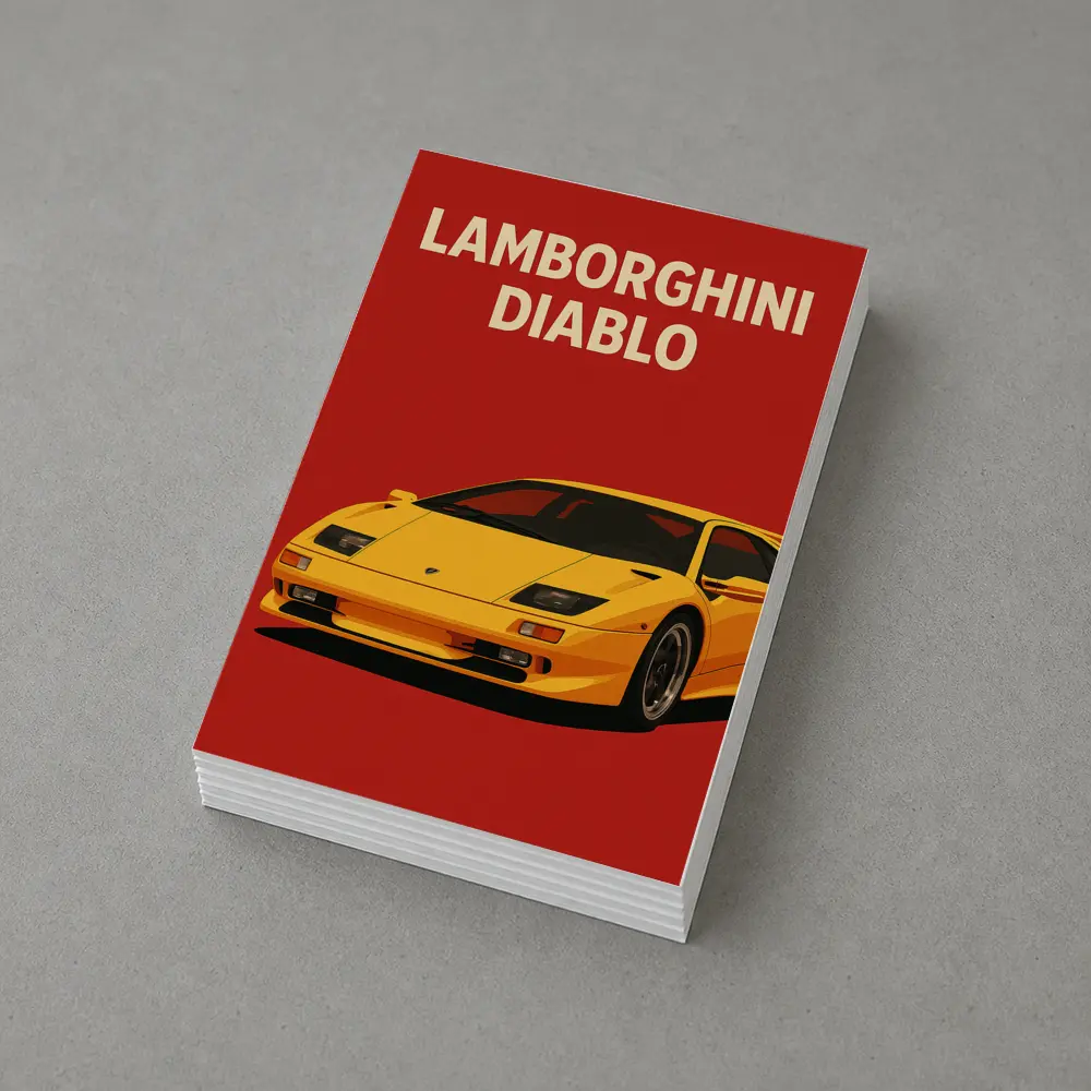 Lamborghini Diablo Yellow On Red Background – Postcards